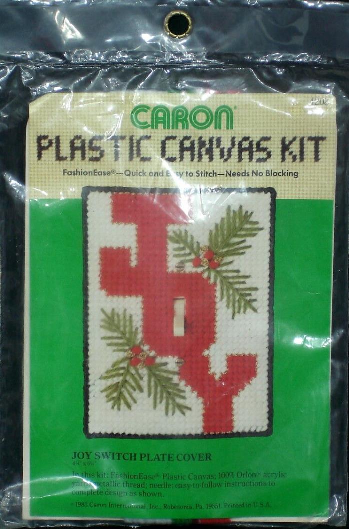 Joy Plastic Canvas Kit Switch Plate Cover 4208 Christmas vtg 1983 NEW NOS Caron