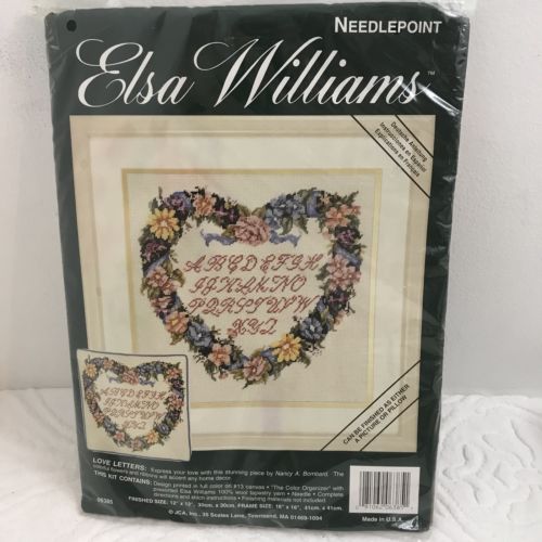 Elsa Williams Needlepoint Kit Love Letters Pillow Picture 100% Wool Yarn 12