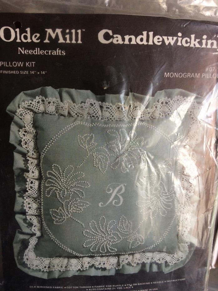 Olde Mill needlecrafts candlewicking monogram pillow kit sealed