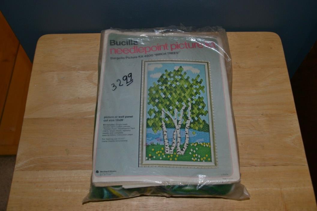 Bucilla Needlepoint Picture Kit #4500 - Birch Trees - Wool Yarn - New