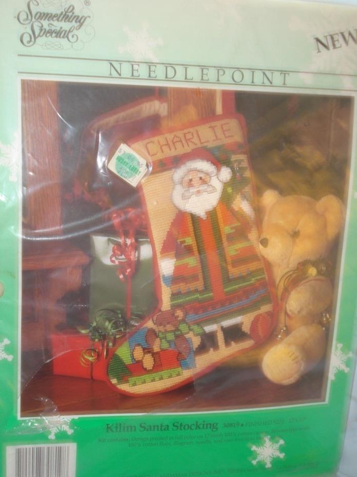 Candamar Christmas Stocking Needlepoint Kit Kilim Santa Stocking #30819 NEW 1994