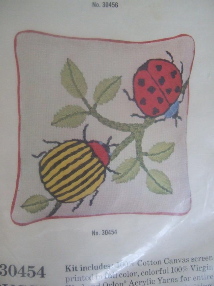 Bucilla LADYBUGS VTG Jiffi-Stitch Needlepoint Pillow Kit