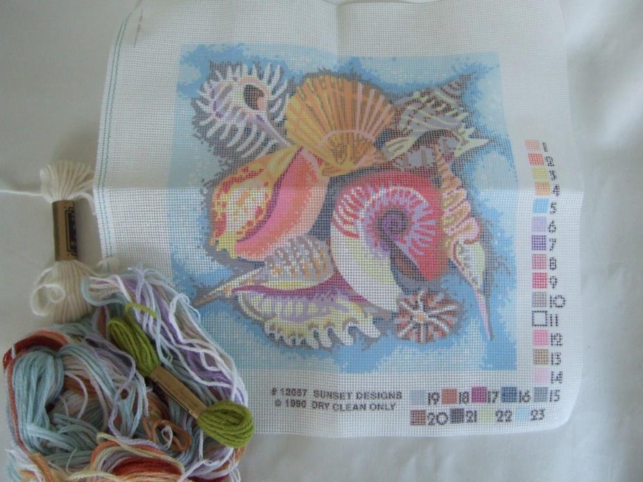 VTG Sunset Stitchery Kit #2204 After the Tides, seashells