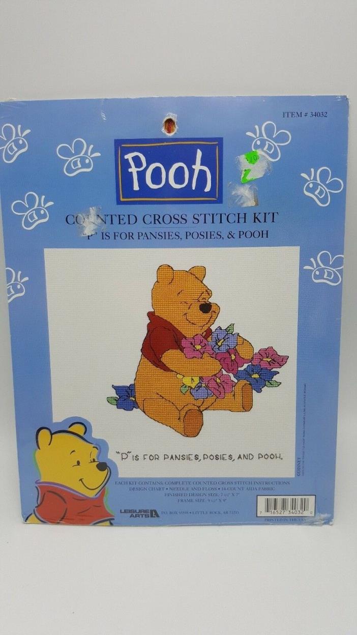 Disney Winnie Pooh Counted Cross Stitch Kit P Pansies Floral Flowers Posies Bear