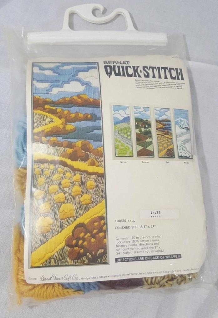 Bernat Quick Stitch Yarn & Craft Corp Fall Cewel kit season 1978 WN8530 vintage