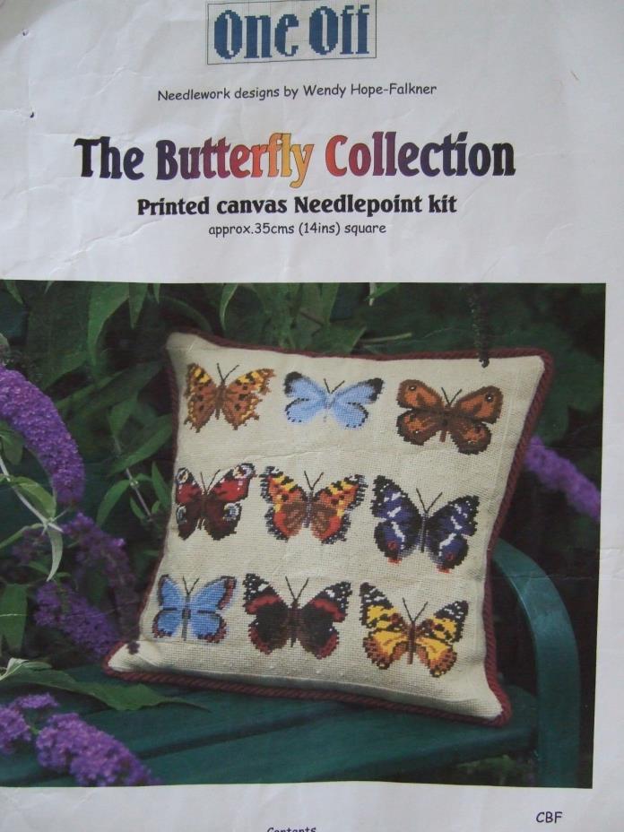 Butterfly pillow VTG needlepoint kit - One Off, The Butterfly Collection