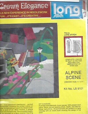 Crown Elegance Long Stitch Needlepoint Alpine Scene Kit LS 8101 Sunflowers Light