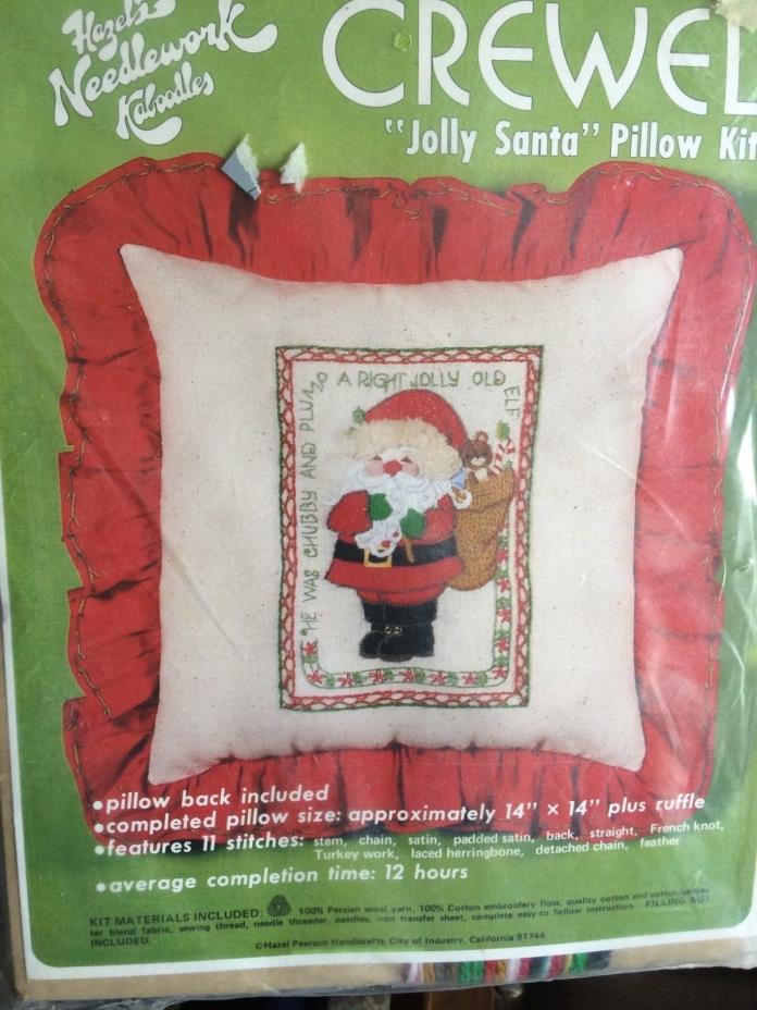 Crewel Jolly Santa pillow kit needlework sealed vintage