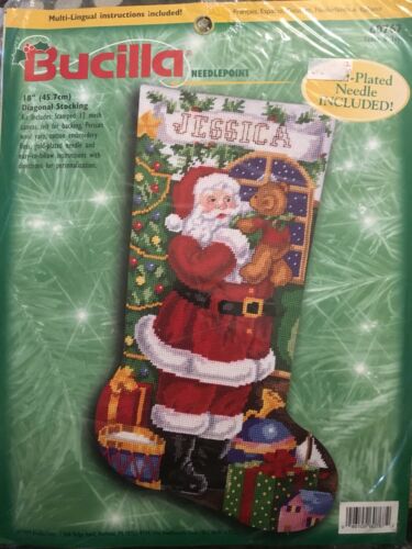 Bucilla Needlepoint Kit SANTA & TOY #60767~SEALED~Santa~Teddy Bear~Very RARE~’99