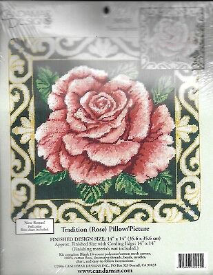Candamar Needlepoint Tradition Rose Pillow Picture Kit 30945 Decorative Threads