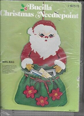 Bucilla Christmas Mail Bag Santa Needlepoint Kit 60528 Plastic Canvas Sequins