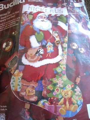 Bucilla Needlepoint Holiday Stocking Kit,CHRISTMAS EVE,Santa,Gillum,18