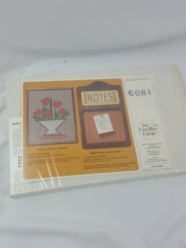 NEW Vintage Creative Circle Kit # 6084 Wood Note Memo Cork Board Embroidery 1984