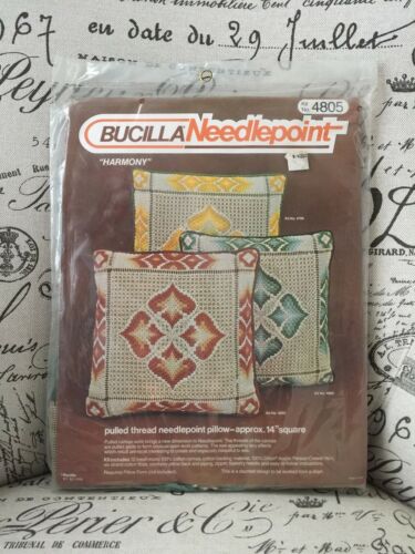 VTG Bucilla 70's Pillow Needlepoint Kit 