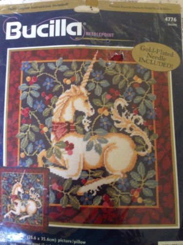 RARE Bucilla Needlepoint Kit Unicorn, sealed, Barbara Baatz 1998