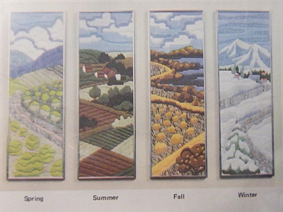New The Seasons in 4 panels Needlepoint color printed canvases 32 x 44