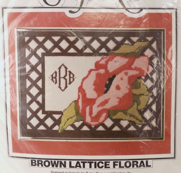 Needlepoint Kit Better Homes Gardens Craft Kit Brown Lattice Floral 11