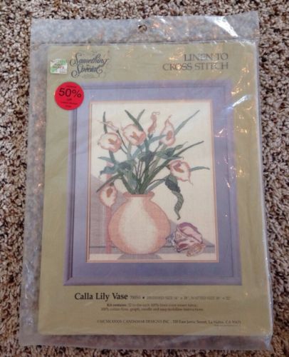Something Special Linen To Cross Stitch Kit Calla Lily Vase Size 14