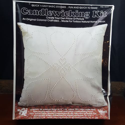 Candlewicking Kit Hearts # 4006  Vintage unopened package cotton Valiant pillow