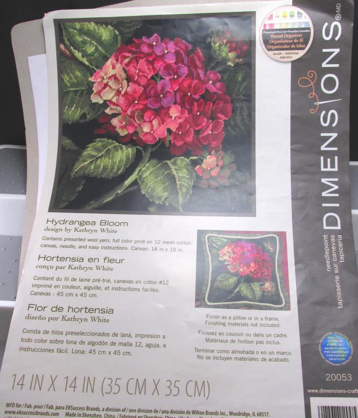 DIMENSIONS 20053 HYDRANGEA BLOOM FLORAL NEEDLEPOINT PILLOW PICTURE CUSHION KIT