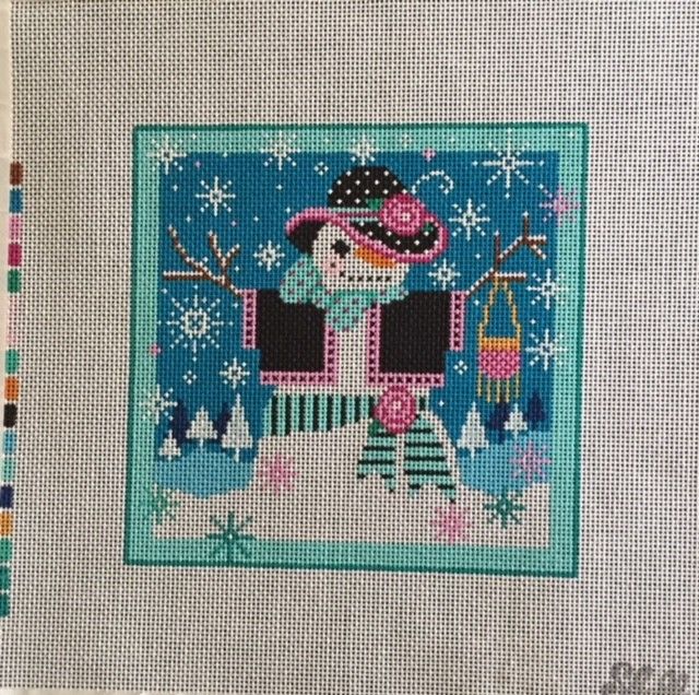 Handpainted Needlepoint Canvas Shelly Tribbey Winter Snow Lady C862