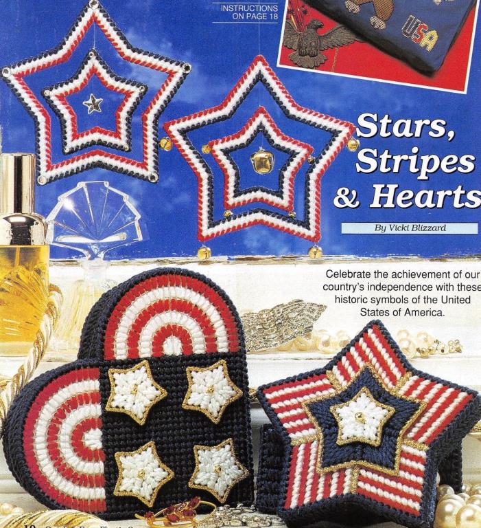 Stars, Stripes & Hearts * Plastic Canvas Pattern * Patriotic Boxes & Ornaments