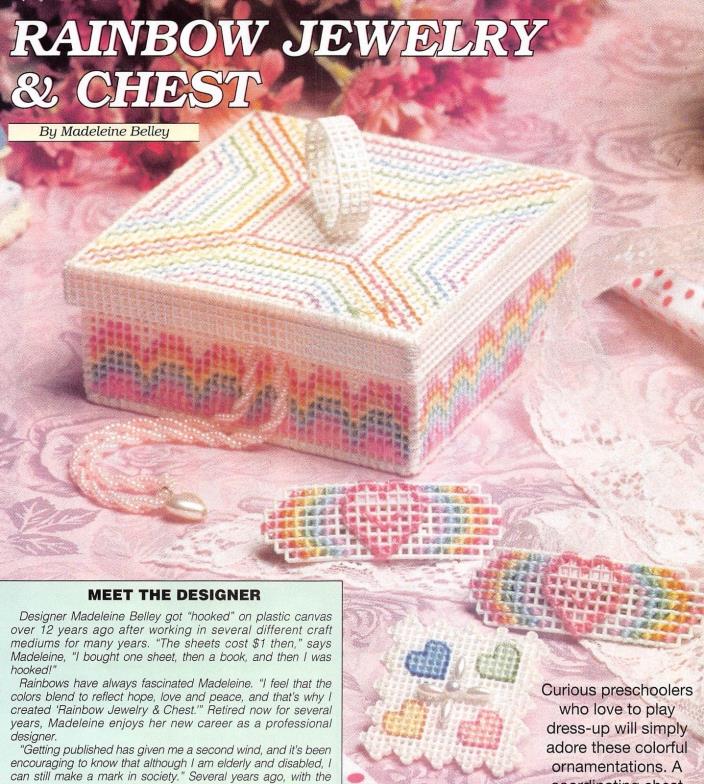 Rainbow Jewelry & Chest * Plastic Canvas Pattern * Splash of Colors Box