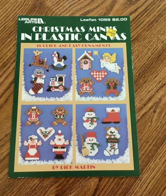CHRISTMAS MINI'S IN PLASTIC CANVAS - LEISURE ARTS LEAFLET #1059 - VINTAGE 1986