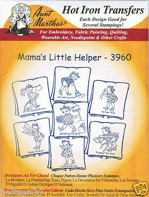 Mama's Helper 3960 Aunt Martha's Embroidery Transfer Pattern black Americana