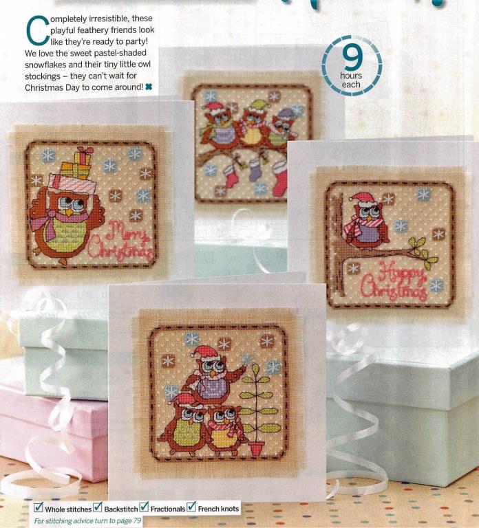Having a Hoot  * Counted Cross Stitch Pattern Chart * Quirky Owl Christmas Cards