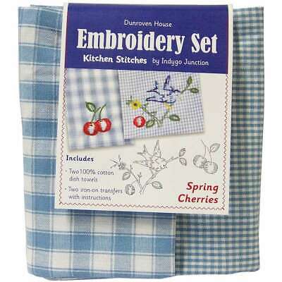 Spring Cherries Kitchen Stitches Tea Towel Embroidery Kit 20