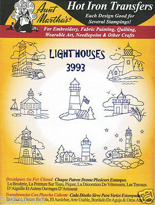 Lighthouses #3993 Aunt Martha's Hot Iron Embroidery Transfer Pattern