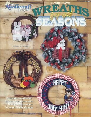 Holiday Wreaths For All Seasons 8 Designs Plastic Canvas PATTERN/INSTRUCTION/NEW