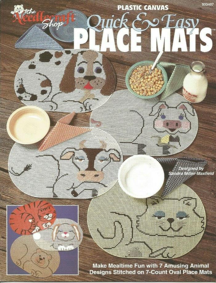 Plastic Canvas Place Mats, 7 Animal Designs, The Needlecraft Shop Leaflet 933407