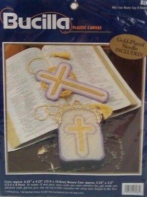 Bucilla Holy Cross Rosary Case & Bookmark  Plastic Canvas Needlepoint Kit Sealed