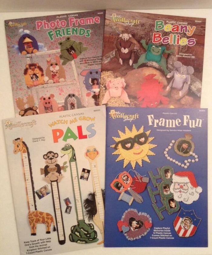 Plastic Canvas Patterns Photo Frame Fun Beany Bellies Watch Me Grow Lot of 4