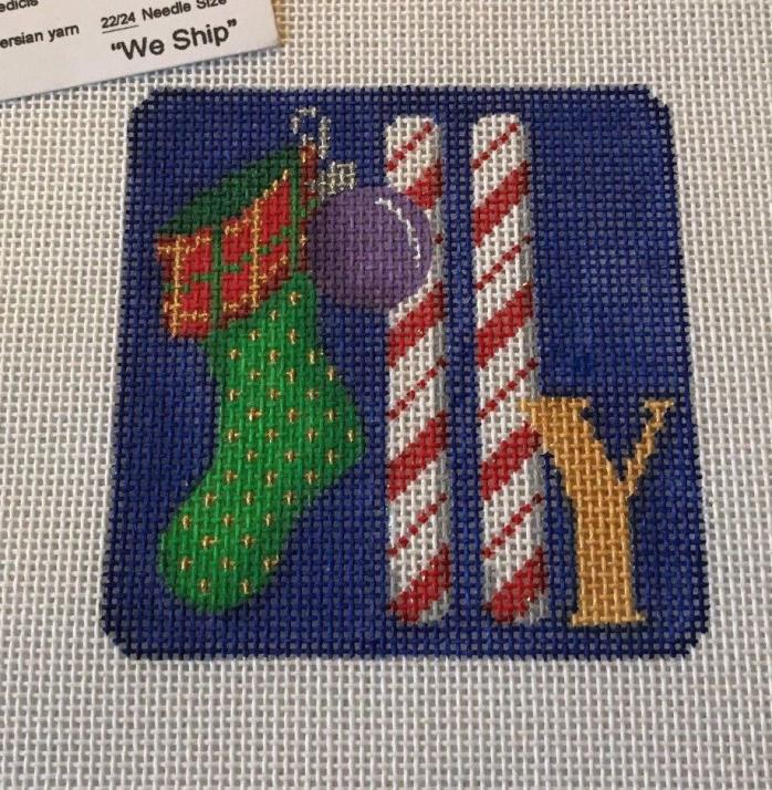Jolly Square Ornament  HP Needlepoint canvas