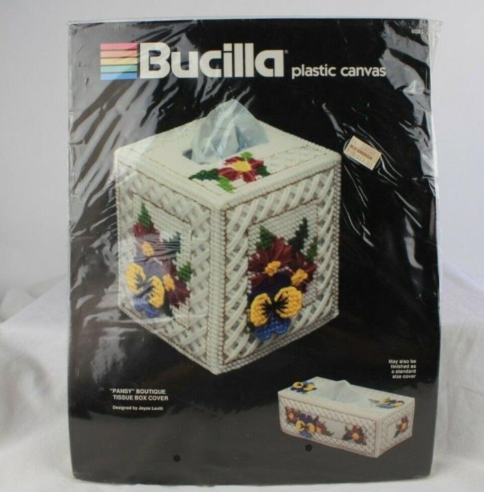 Bucilla Plastic Canvas Kit Pansy Boutique Tissue Box Cover SHIPS NEXT DAY