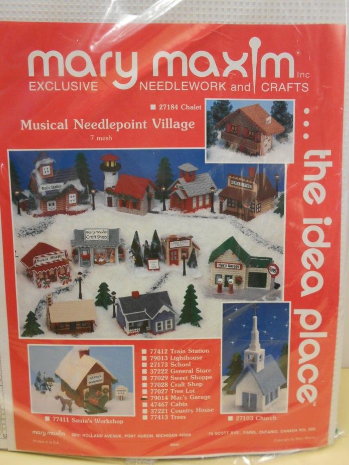 Mary Maxim Musical Needlepoint Village Kit #79014 Mac's Garage Unopened