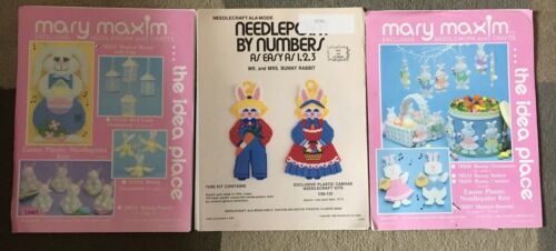 Mary Maxim Needlework And Crafts Easter Rabbit Patterns (3) Plastic Canvas