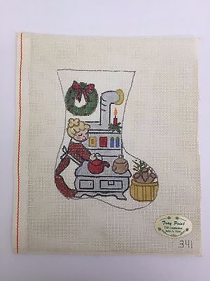 Tray Point 341 Hand Painted Needlepoint Christmas Stocking Lady Kitchen Ornament