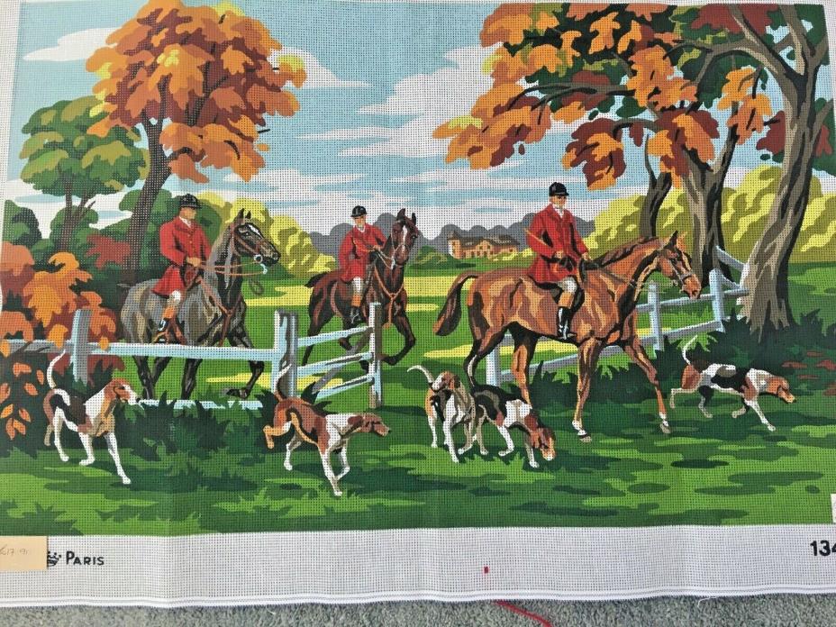 Royal Paris Retour de Chasse Equestrian Hunt Needlepoint Canvas 19 x 29 Sold out
