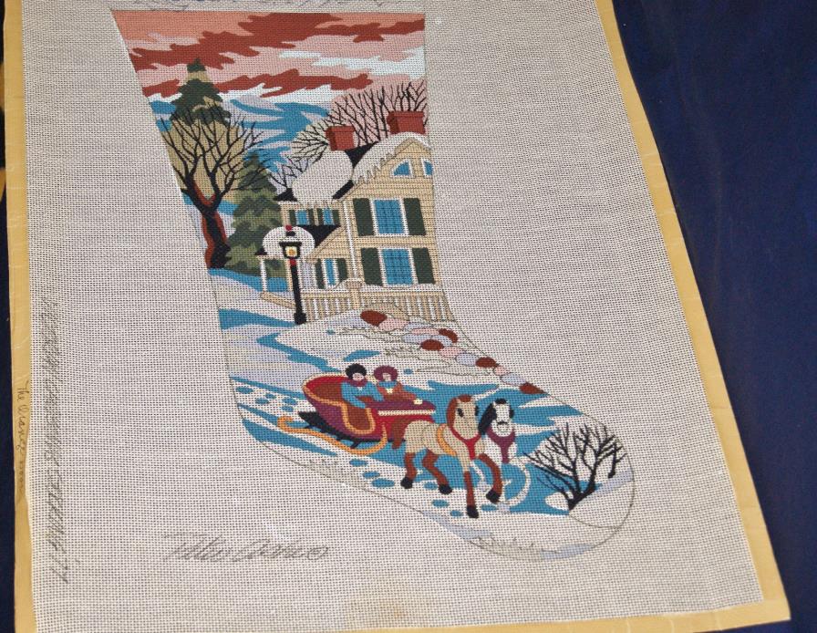 Handpainted Needlework Canvas by Pete Ashe - 1977 Christmas Stocking  18