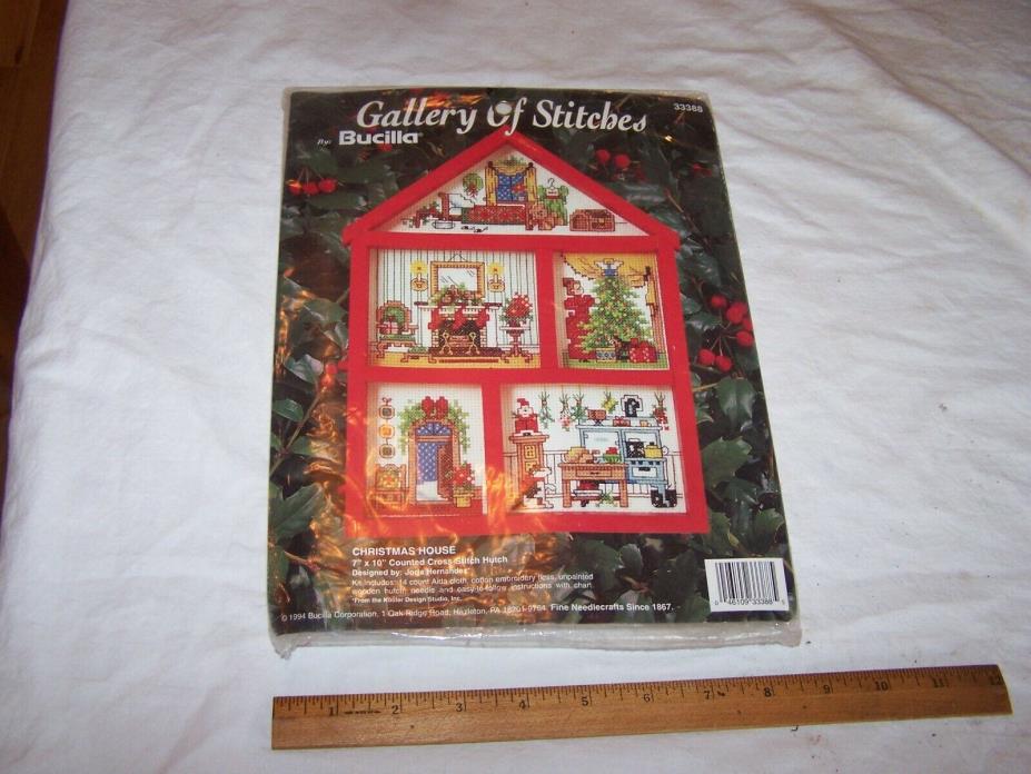 BUCILLA Counted Cross Stitch Kit CHRISTMAS HOUSE House Shaped Frame