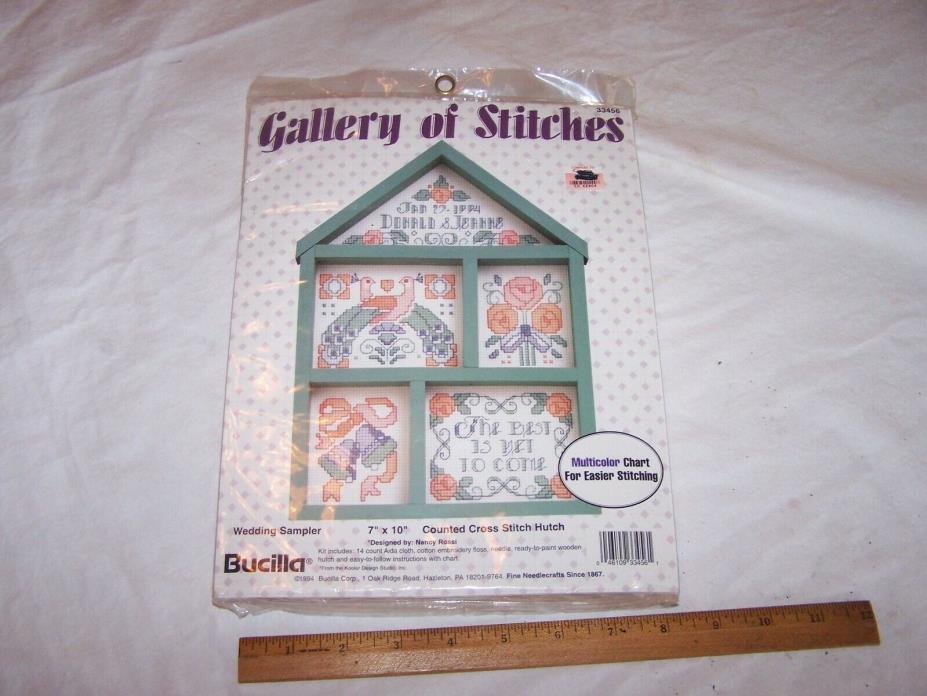 BUCILLA Counted Cross Stitch Kit WEDDING SAMPLER House Shaped Frame