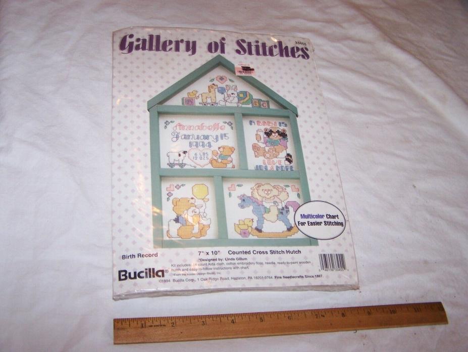 BUCILLA Counted Cross Stitch Kit BIRTH RECORD House Shaped Frame BABY