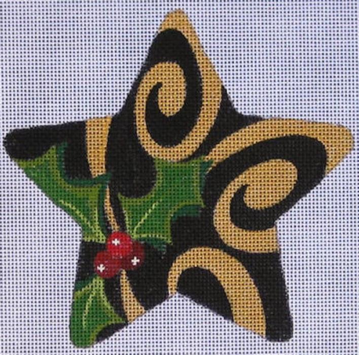 Needlepoint Handpainted Raymond Crawford Christmas STAR Black 5x5