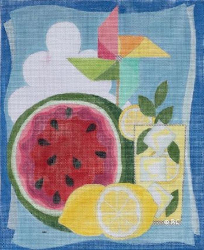 Needlepoint Handpainted Raymond Crawford LEMON and Watermelon 9x11