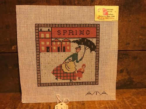Hand Painted Needlepoint Canvas AVIVA Four Seasons SPRING