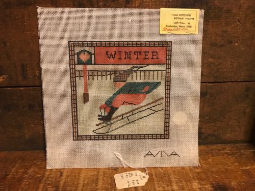 Hand Painted Needlepoint Canvas AVIVA Four Seasons WINTER